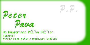 peter pava business card